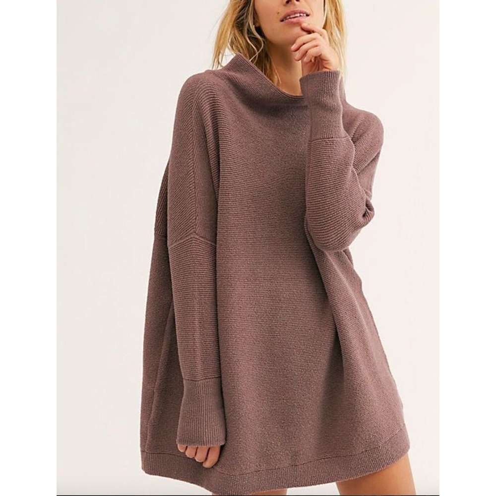 FREE PEOPLE Ottoman Slouchy Tunic Sweater in Nutmeg